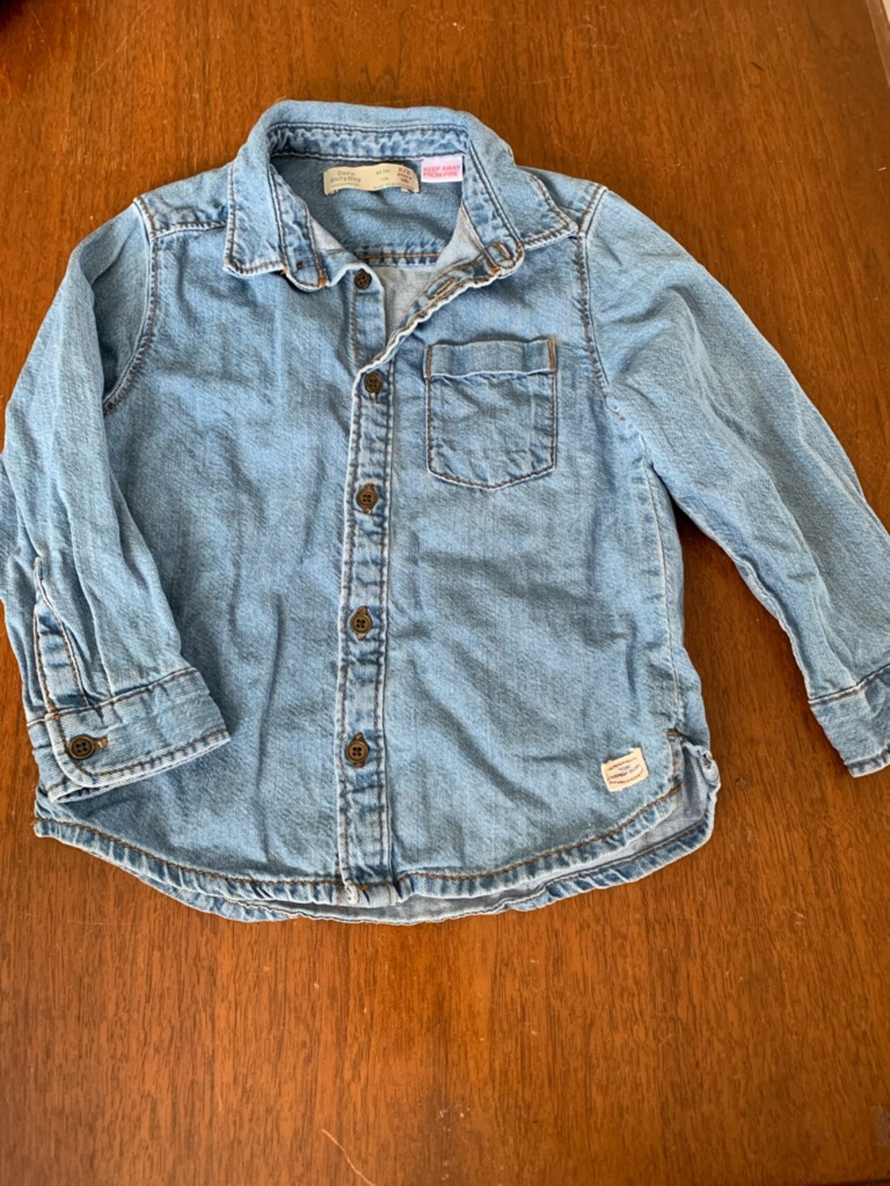 🫐3/$30 Zara Light Blue Denim Button-Front Kids Shirt size 2-3Y